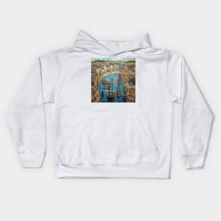 Falmouth Town and Harbour, Cornwall Folk Art Kids Hoodie